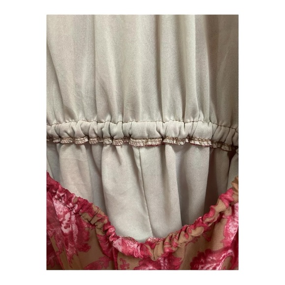 Free People Homemade Imani Floral Bell Sleeve Open Back Romper Dress Pink Medium - Picture 7 of 9